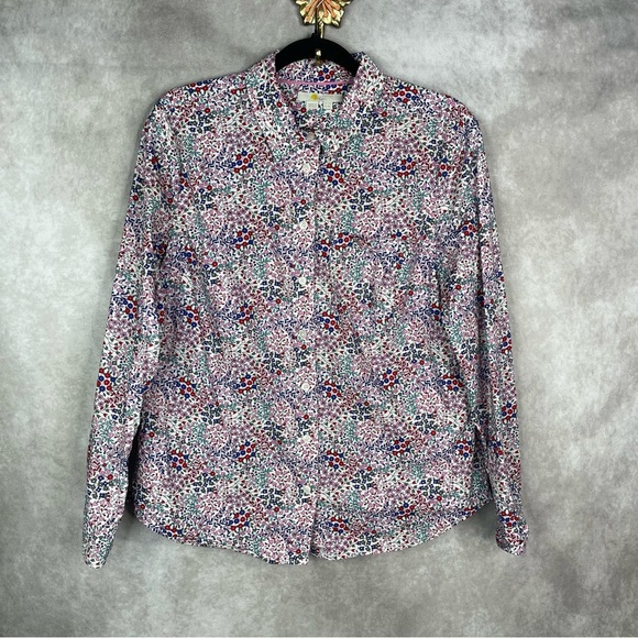 Boden Classic Cotton Button Down Floral Print Shirt In Multi Women's Size US 8 - Picture 1 of 5
